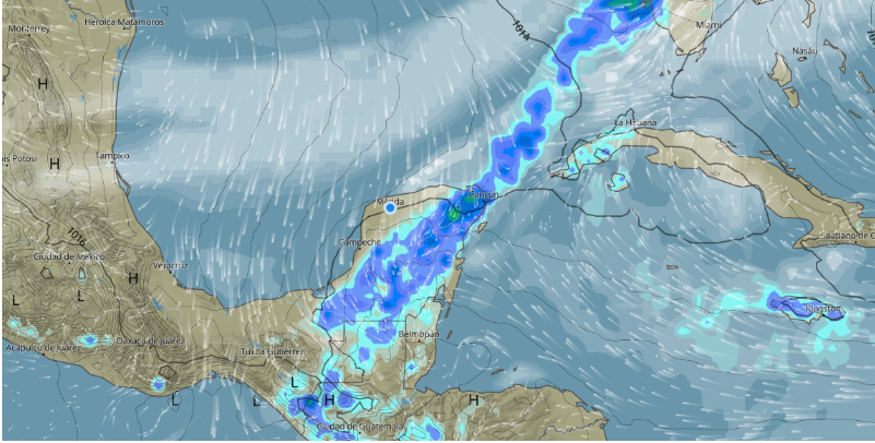 ¡Caerán lluvias por frente frío #45 en la Península de Yucatán!
