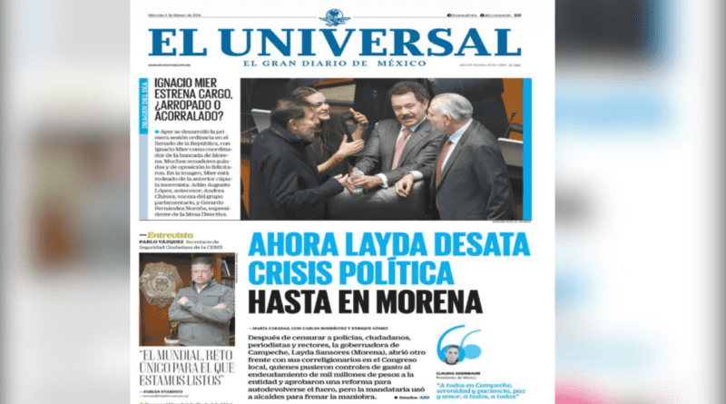 AHORA LAYDA DESATA CRISIS POLÍTICA HASTA EN MORENA: EL UNIVERSAL