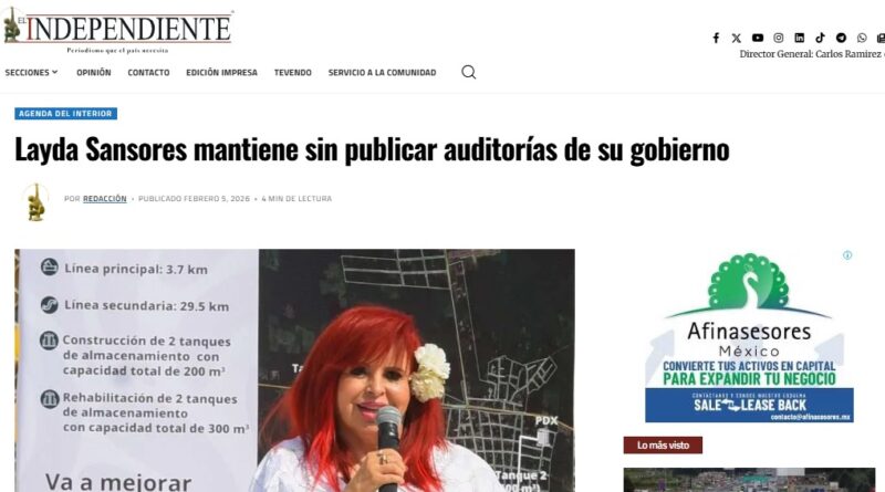 MEDIO NACIONAL DESTACA QUE LAYDA NO PUBLICA AUDITORÍAS DE SU GOBIERNO