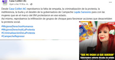 EN REDES: LAYDA CRIMINALIZA Y SE BURLA DE MANIFESTANTES DEL 8M: CASA COLIBRÍ