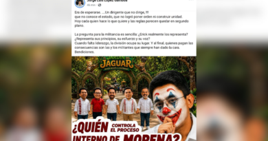 ¡”NI PUSO ORDEN NI CONSTRUYÓ UNIDAD”! EXDIPUTADO CUESTIONA EL PROCESO INTERNO DE MORENA